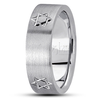 Jewish David's Star Wedding Band 