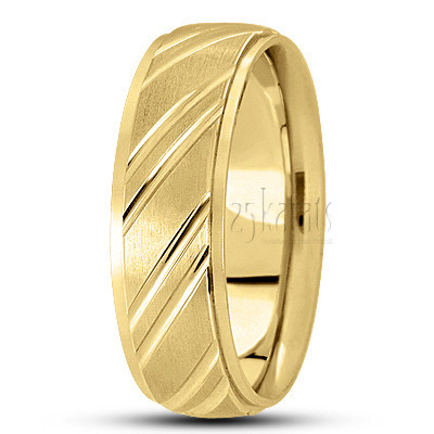 Diagonal Grooved Diamond Cut Wedding Ring  - view 3 thumbnail
