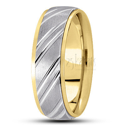 Diagonal Grooved Diamond Cut Wedding Ring  - view 4 thumbnail