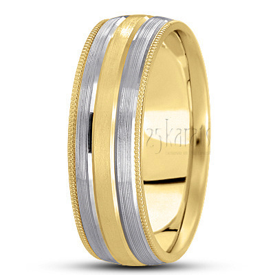 Unique Fine Grooved Carved Design Wedding Ring  - view 4 thumbnail