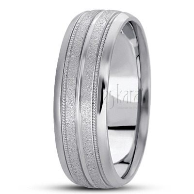 Beveled Edge Carved Design Wedding Band  - view 2 thumbnail