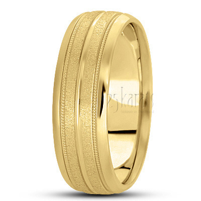 Beveled Edge Carved Design Wedding Band  - view 3 thumbnail