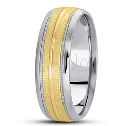 Beveled Edge Carved Design Wedding Band 