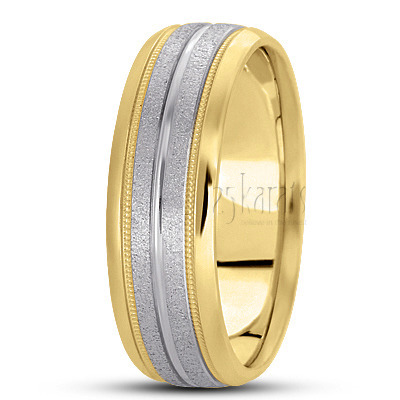 Beveled Edge Carved Design Wedding Band  - view 4 thumbnail