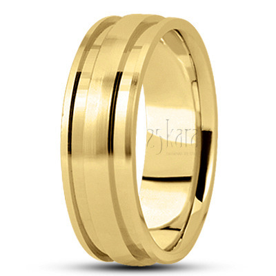 Stylish Grooved Carved Design Wedding Band  - view 3 thumbnail