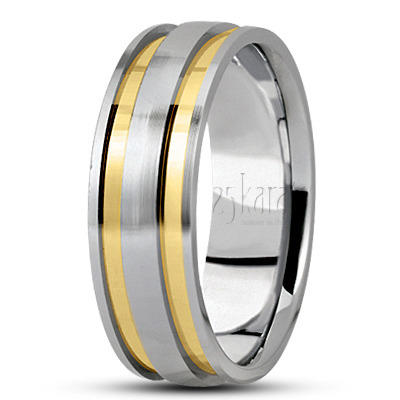 Stylish Grooved Carved Design Wedding Band  - main view thumbnail