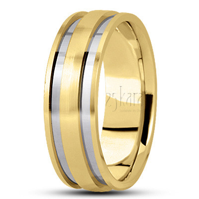 Stylish Grooved Carved Design Wedding Band  - view 4 thumbnail