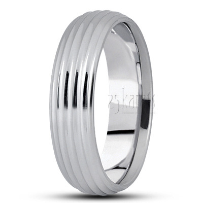 Convex Grooved Basic Carved Wedding Ring 