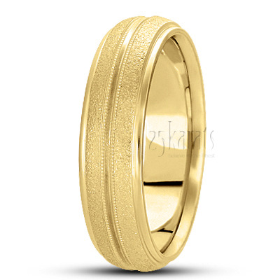 Classic Stone Finish Carved Design Wedding Band 