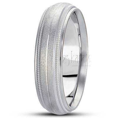 Wire Matte Carved Design Wedding Ring  - view 2 thumbnail