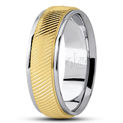 Sturdy Diagonal Cut Diamond Carved Wedding Band  - view 3 thumbnail