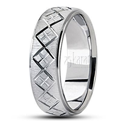 Elegant Diagonal Cut Basic Designer Wedding Band 