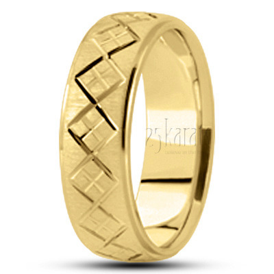 Elegant Diagonal Cut Basic Designer Wedding Band  - view 2 thumbnail