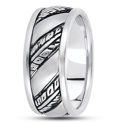 Fancy Dome Shape Hand Engraved Wedding Ring  - main view thumbnail