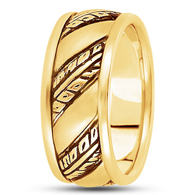 Fancy Dome Shape Hand Engraved Wedding Ring  - view 2