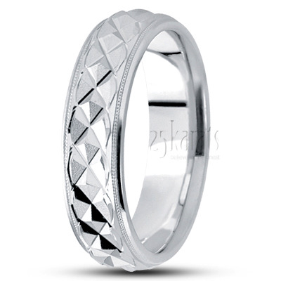 In Style Grooved Fancy Design Wedding Band  - main view