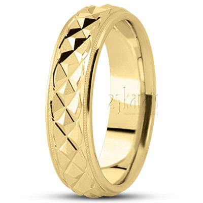 In Style Grooved Fancy Design Wedding Band  - view 2