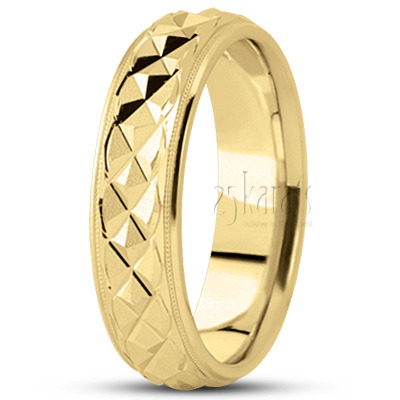In Style Grooved Fancy Design Wedding Band  - view 2 thumbnail