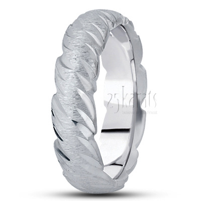 Cross-satin Finished Diamond Cut Wedding Ring  - view 2