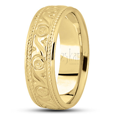 Elegant Incised Diamond Cut Wedding Band  - view 3