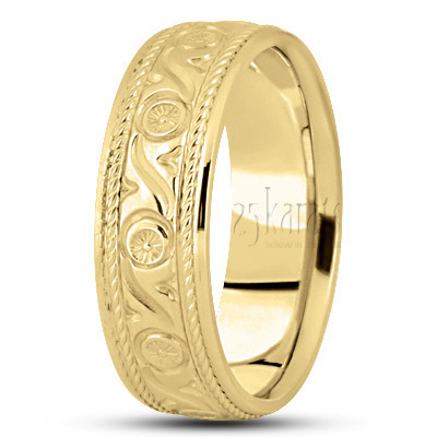 Elegant Incised Diamond Cut Wedding Band  - view 3 thumbnail