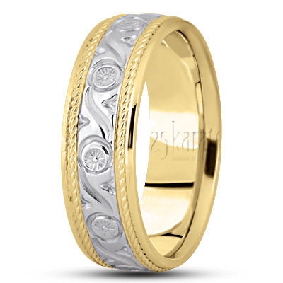 Elegant Incised Diamond Cut Wedding Band  - view 4