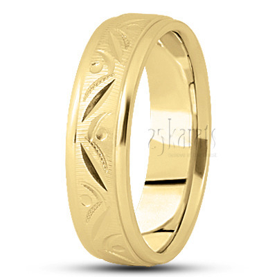 Attractive Carved Design Wedding Band  - view 3 thumbnail