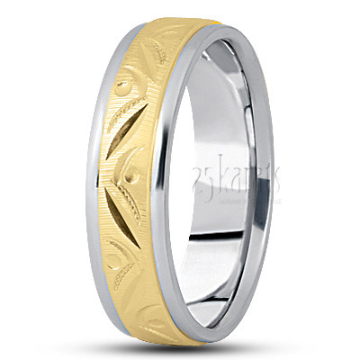 Attractive Carved Design Wedding Band  - main view thumbnail