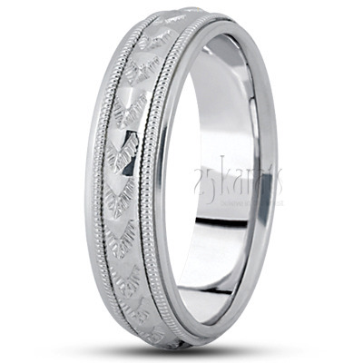 Elegant Step Edge Fancy Carved Wedding Ring  - view 2 thumbnail