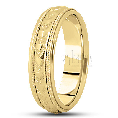 Elegant Step Edge Fancy Carved Wedding Ring  - view 3 thumbnail