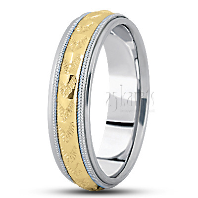 Elegant Step Edge Fancy Carved Wedding Ring  - main view