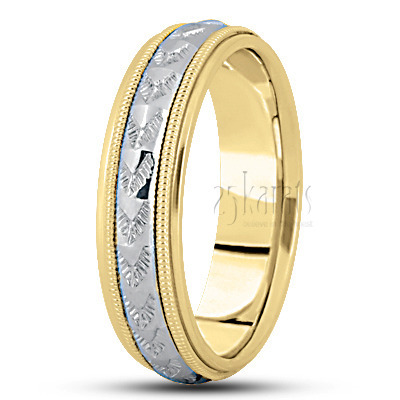 Elegant Step Edge Fancy Carved Wedding Ring  - view 4 thumbnail