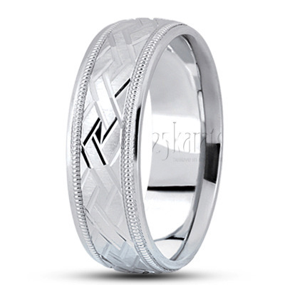 Chain Motif Fancy Carved Wedding Band 