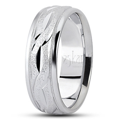 Fancy Wire Matte Carved Wedding Ring