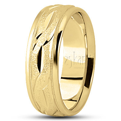 Fancy Wire Matte Carved Wedding Ring - view 2 thumbnail