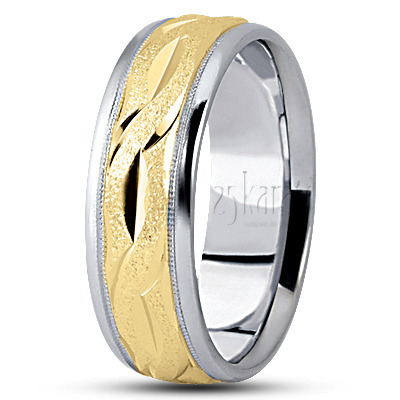 Fancy Wire Matte Carved Wedding Ring - view 3 thumbnail
