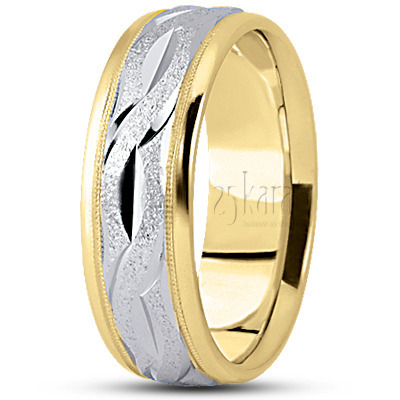 Fancy Wire Matte Carved Wedding Ring - view 4 thumbnail