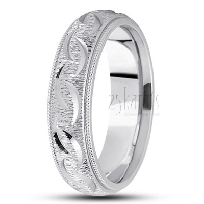 Symmetrical Cut Fancy Design Wedding Band  - view 2 thumbnail