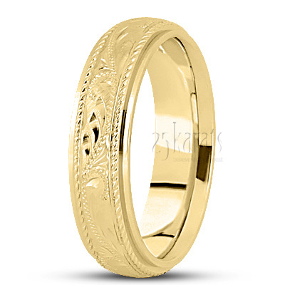 Deluxe Incised Hand Engraved Wedding Ring 