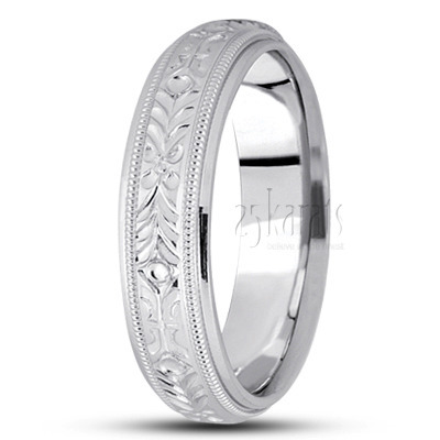 Modern Hand Engraved Wedding Ring  - view 2 thumbnail