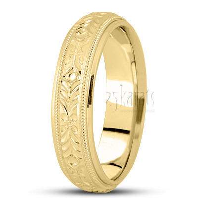 Modern Hand Engraved Wedding Ring  - view 3