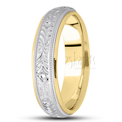 Modern Hand Engraved Wedding Ring  - view 4 thumbnail