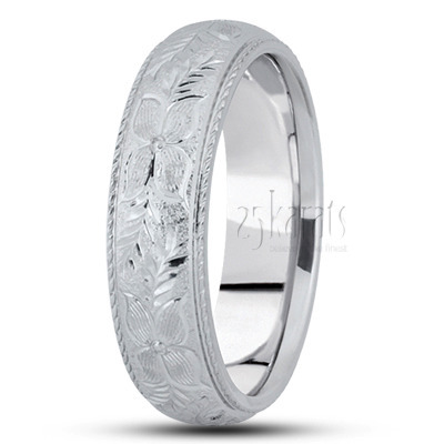Beaded Edge Hand Engraved Wedding Ring  - main view thumbnail