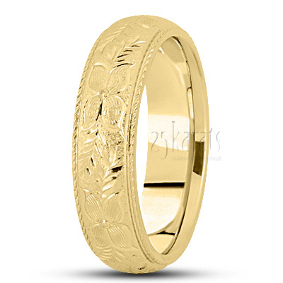 Beaded Edge Hand Engraved Wedding Ring  - view 2