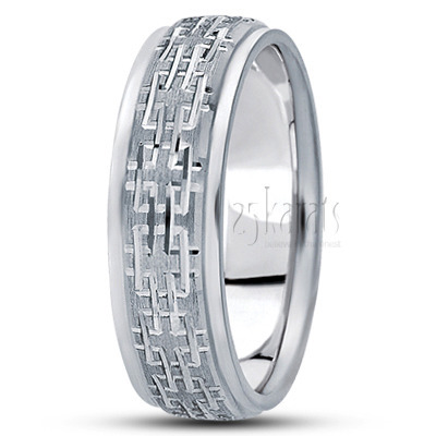 Incised Step Edge Fancy Wedding Ring  - view 2 thumbnail