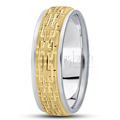 Incised Step Edge Fancy Wedding Ring  - main view