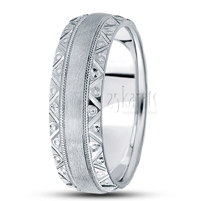 Bestseller Hand Engraved Edge Wedding Ring  - view 2