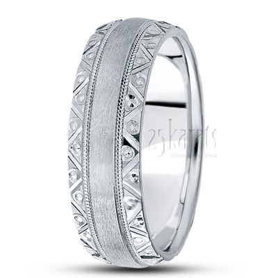Bestseller Hand Engraved Edge Wedding Ring  - view 2 thumbnail