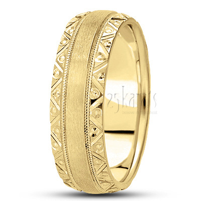 Bestseller Hand Engraved Edge Wedding Ring  - view 3