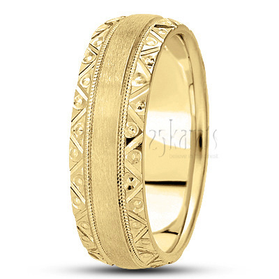 Bestseller Hand Engraved Edge Wedding Ring  - view 3 thumbnail